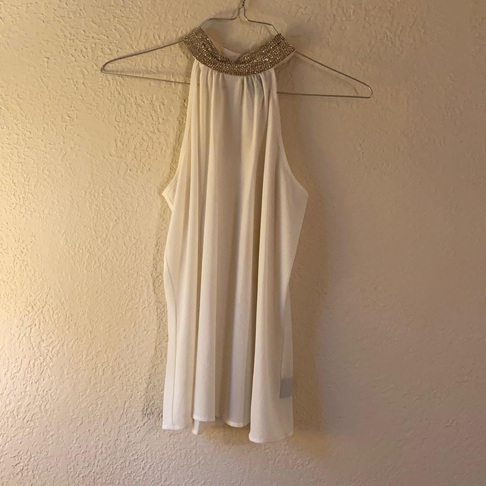 White beaded chiffon top SOLD